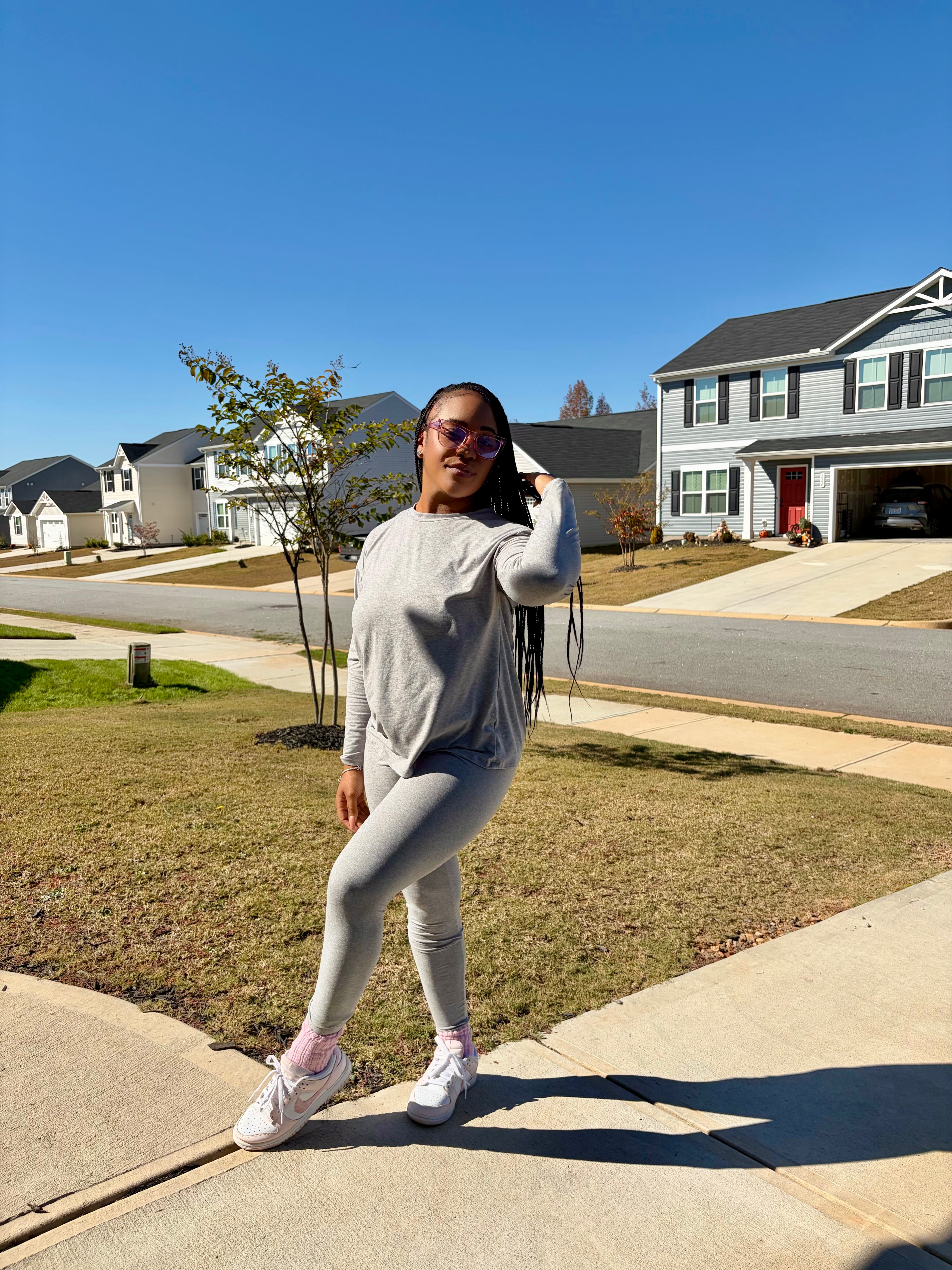 Basic Round Neck Top Leggings Set