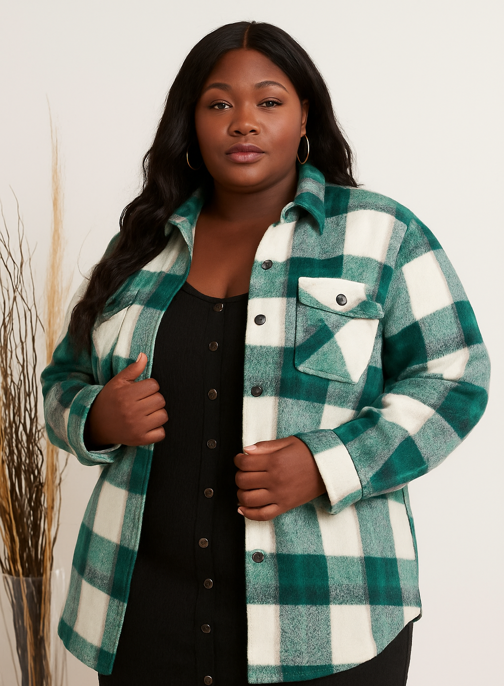 Plus Size Plaid Flannel Shacket