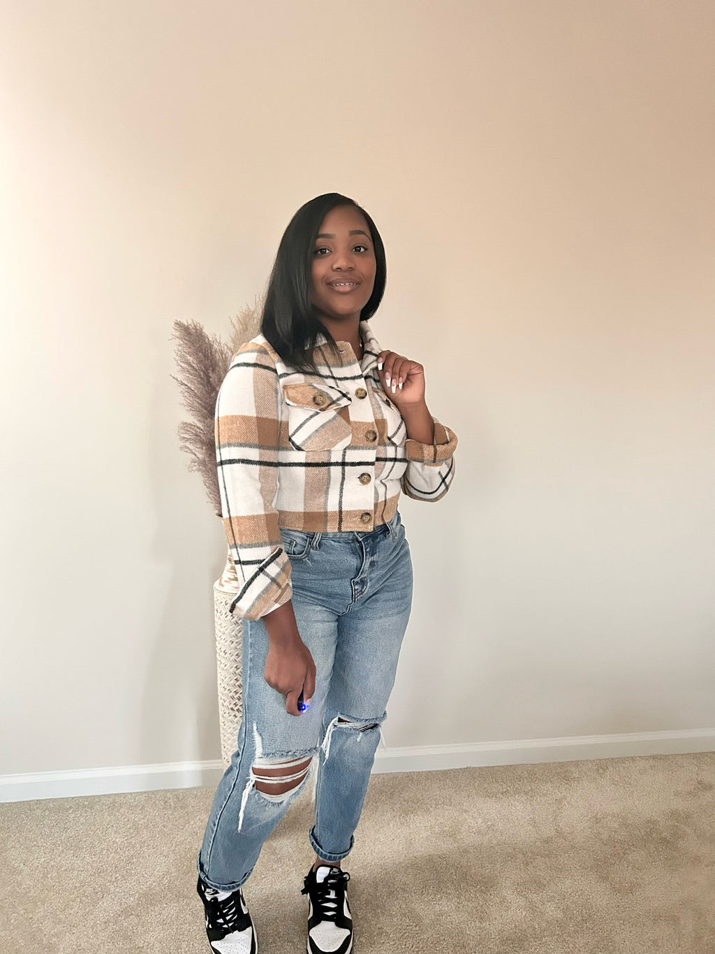 Camel Cropped Shacket