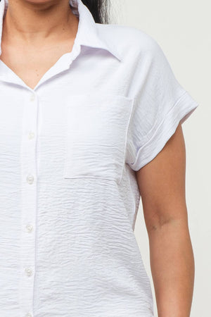 Breezy Button Down Two Piece Set - White
