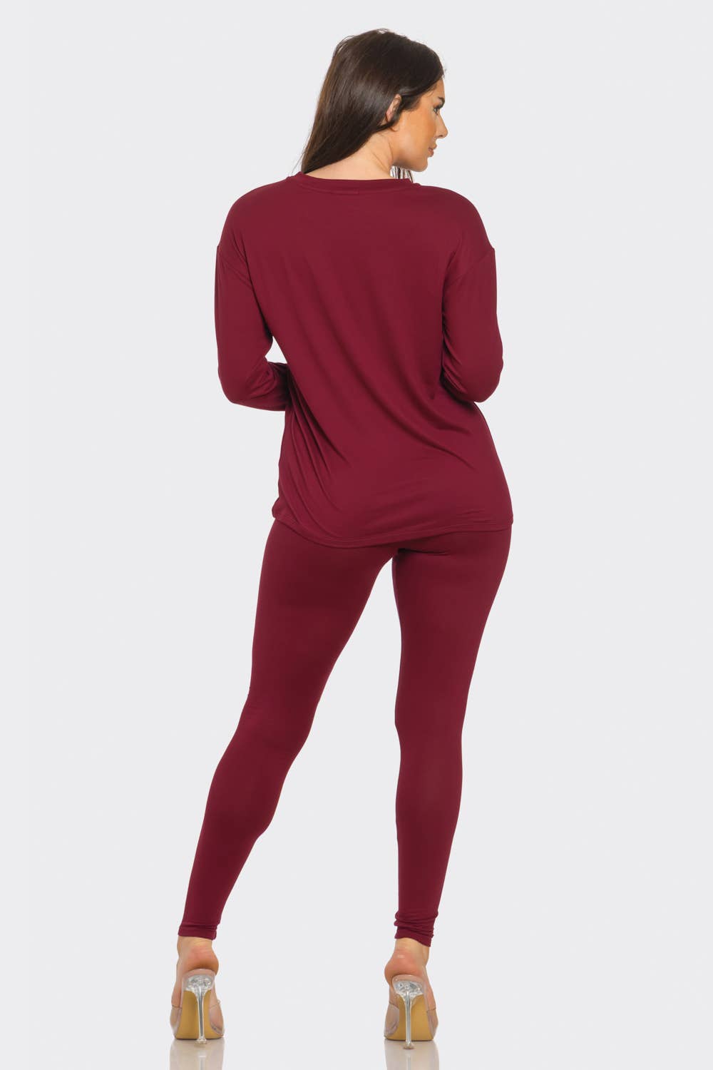 Basic Round Neck Top Leggings Set