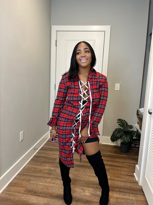 Tie Me Up Flannel Dress